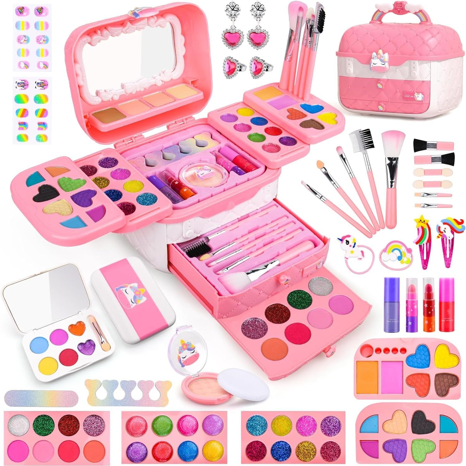 Unicorn Princess Makeup Kit for Little Girls 5-8 Years - 80 pcs