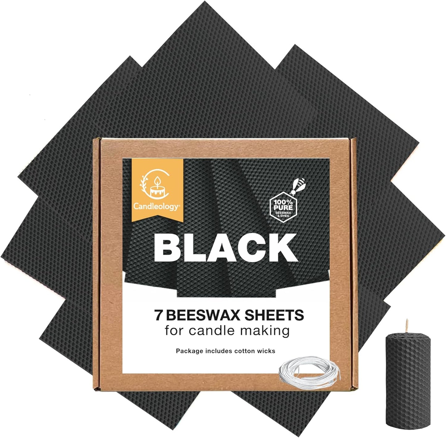 Black Beeswax Sheets for Candle Making - Organic DIY Kit