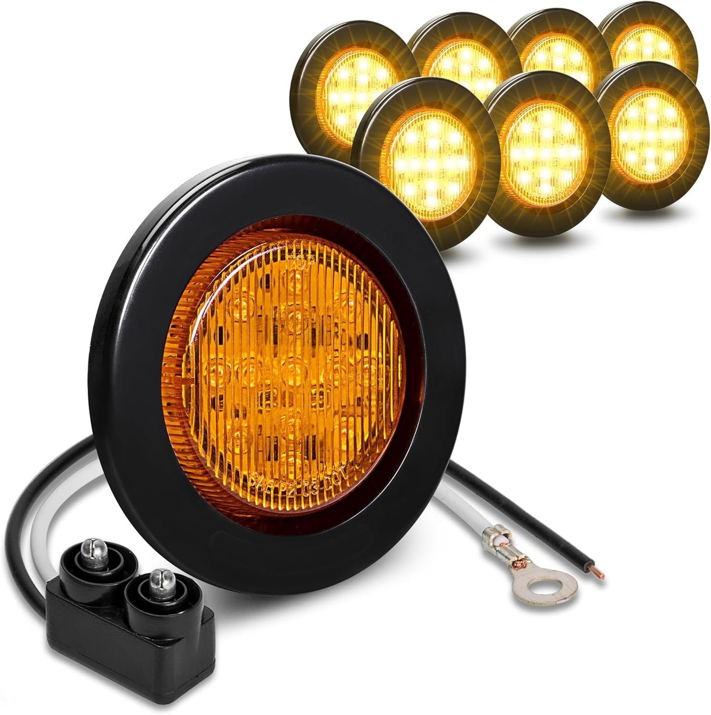 TRUE MODS 8pc 2.5in 12V Amber Round LED Clearance Lights
