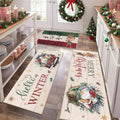 Christmas Kitchen Rug Set of 3 Runner Mats - Festive Non-Slip Decor