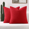 FUTEI Pack of 2 Red Boucle Throw Pillow Covers 22x22 in - Cozy