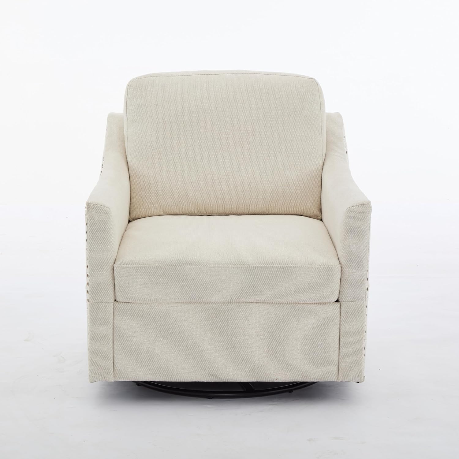 Swivel Barrel Chair with USB Port - Bright Flannel Beige