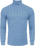Men's Slim Fit Turtleneck Sweater Twisted Knit Pullover - Warm Fit