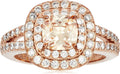 Cushion Cut Champaign Cubic Zirconia Double Halo Ring Review