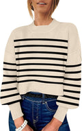 Womens Cropped Sweaters Oversized Crewneck - Cozy Fall Pullover