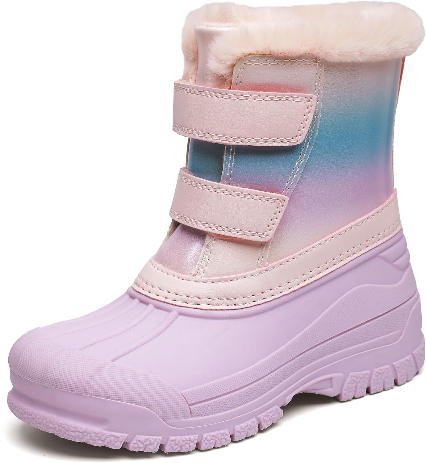 Waterproof Winter Snow Boots for Kids with Faux Fur Lining