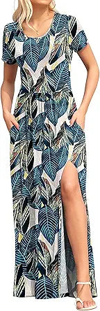 AUSELILY Women Casual Maxi Dresses with Pockets for Summer