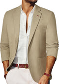 Mens Linen Texture Blazer Jacket One Button Slim Fit - Lightweight