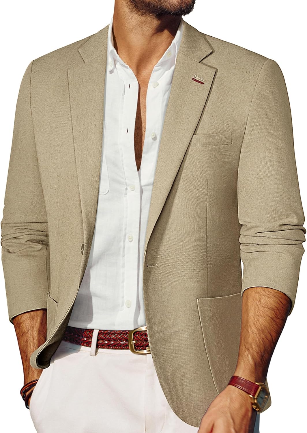 PJ PAUL JONES Mens Blazer Lightweight One Button Suit Jacket