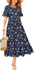 STYLEWORD Women's Summer 2025 Tiered Flowy Midi Dress - Flattering hem