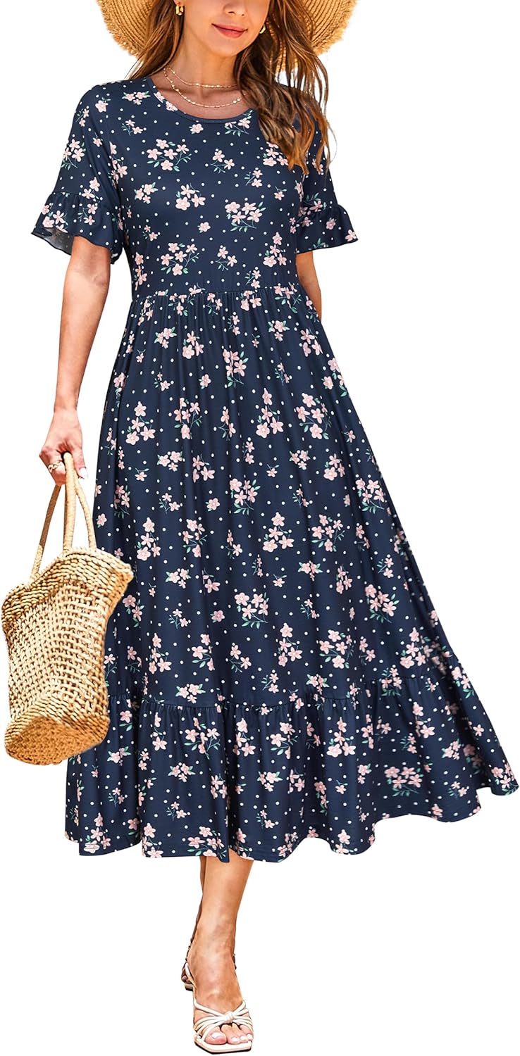 Stylish Women's Summer Casual Short Sleeve Tiered Dress 2025