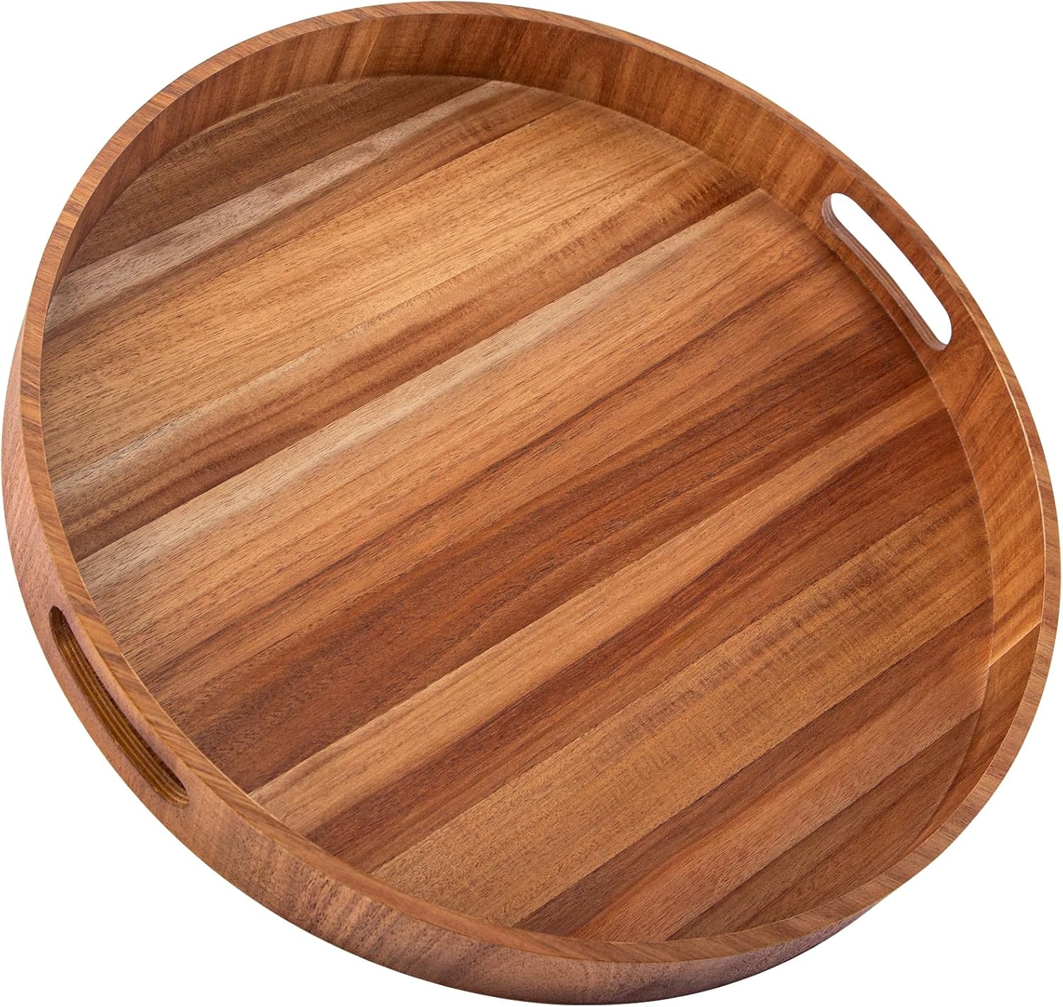 Large 20 Inch Wooden Ottoman Tray with Handles for Serving