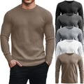 5 Pack Thermal Waffle Shirts for Men - Comfortable Crew Neck Long