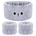 Cat Ears Spa Wristband Set - Cute Cat Headband & Wristbands for Face