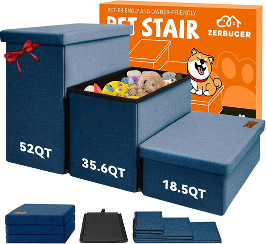 Dog Stairs with Storage for Small to Large Pets - Sturdy & Stylish