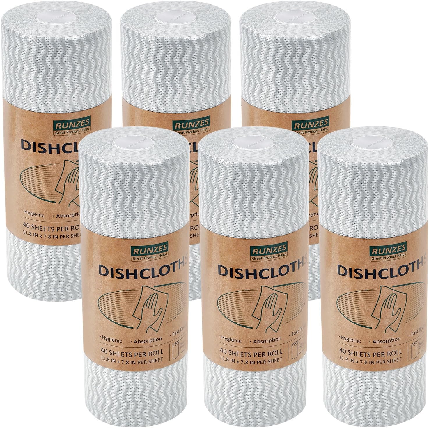 40-sheets Disposable Cleaning Cloths - Grey Wave Pattern