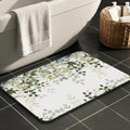 Sage Green Eucalyptus Watercolor Leaves Non Slip Bathroom Rugs