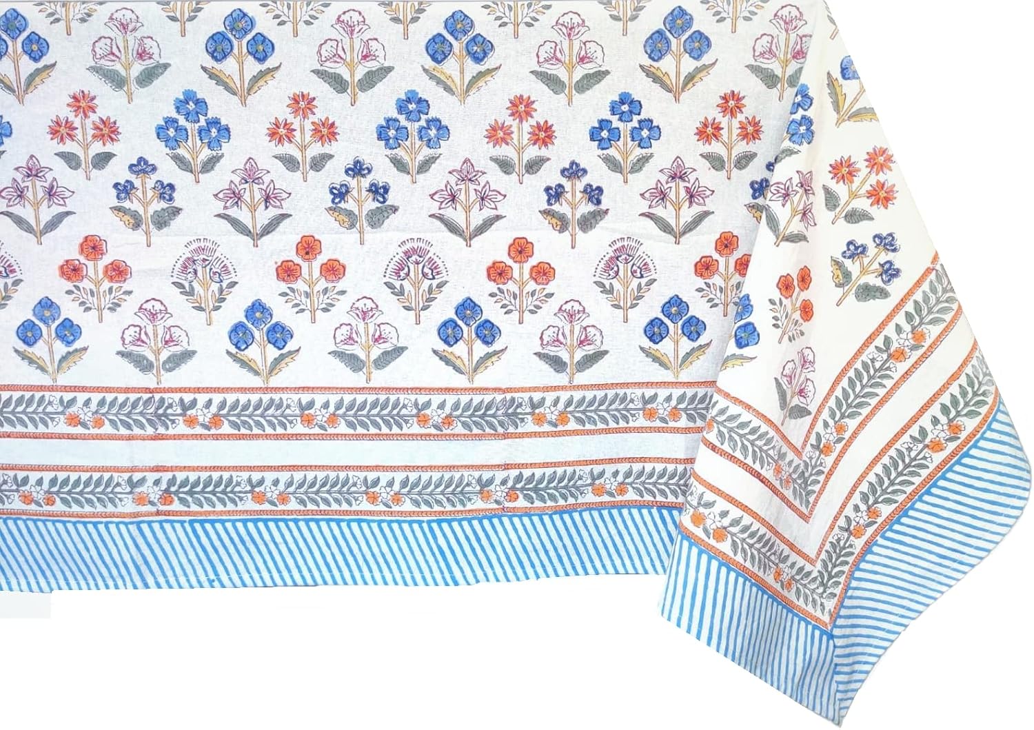 Flora Bloom 100% Cotton Rectangle Tablecloth for Elegant Dining