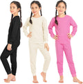 Waffle Thermal Underwear Set for Girls - 3-Pack Warm Base Layer