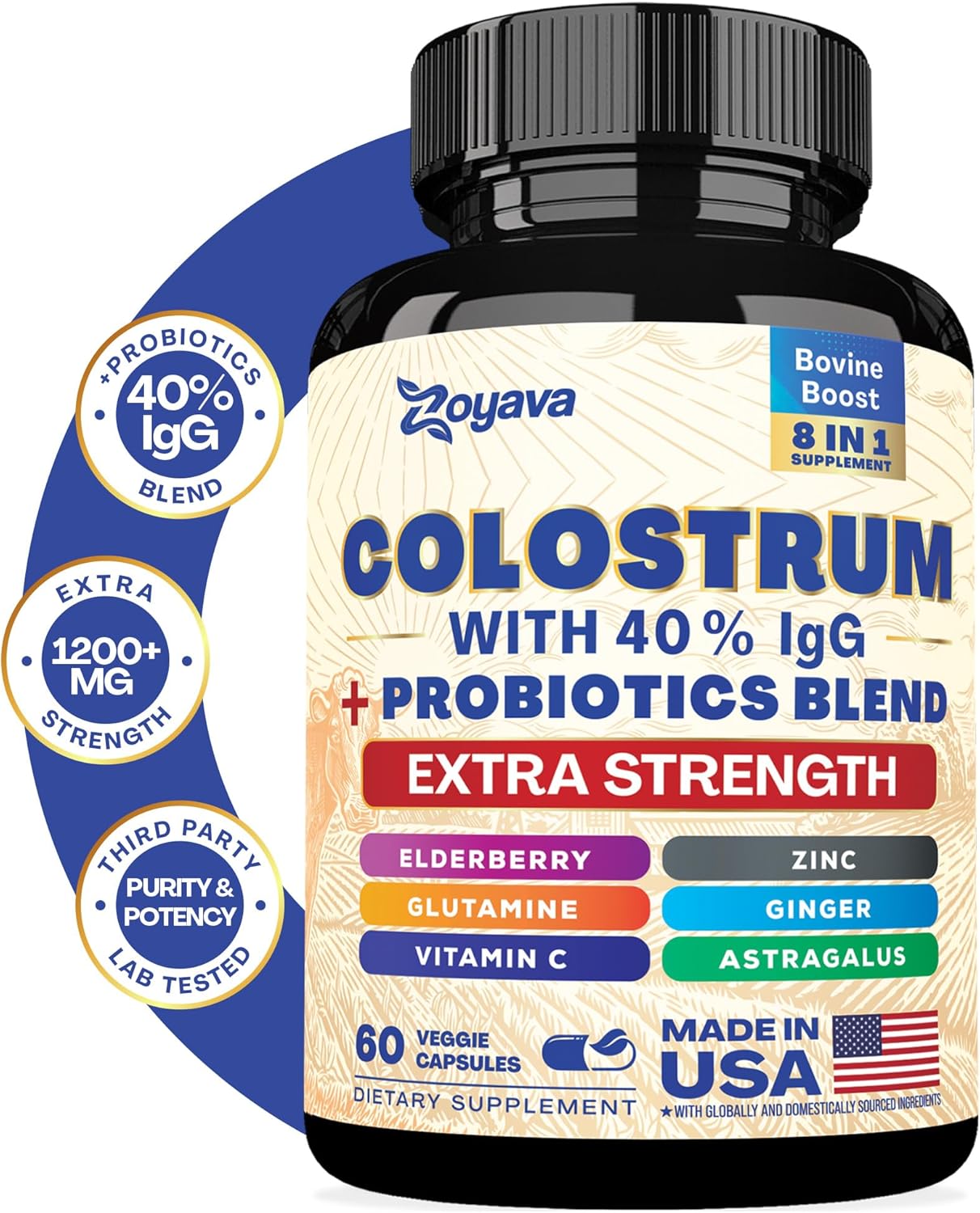 Bovine Colostrum Supplement Capsules for Daily Wellness Boost