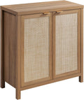 Boho Rattan Sideboard Buffet Cabinet - Large Storage Oak