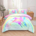 Unicorn Bedding Twin Size 5-Piece Comforter Set - Soft Pink Kids