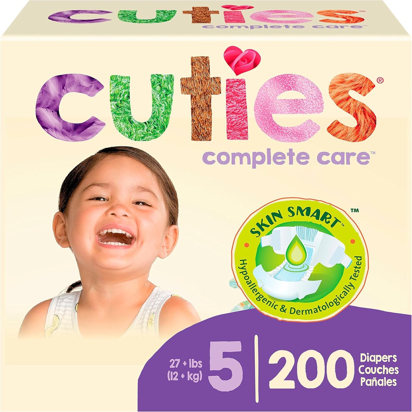 Cuties Hypoallergenic Diapers Size 5 with Secure Tabs 200 Count