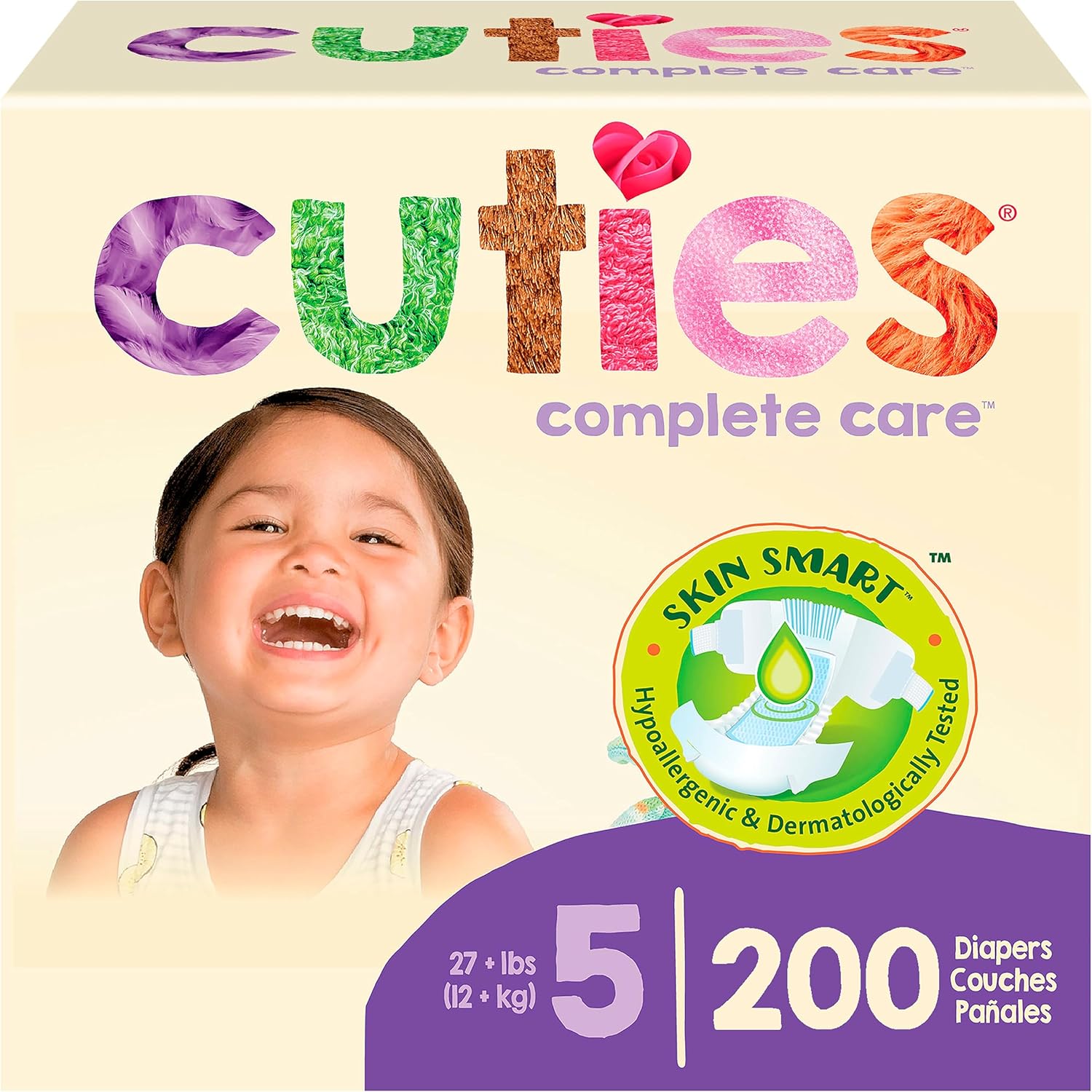 Cuties Hypoallergenic Diapers Size 5 with Secure Tabs 200 Count