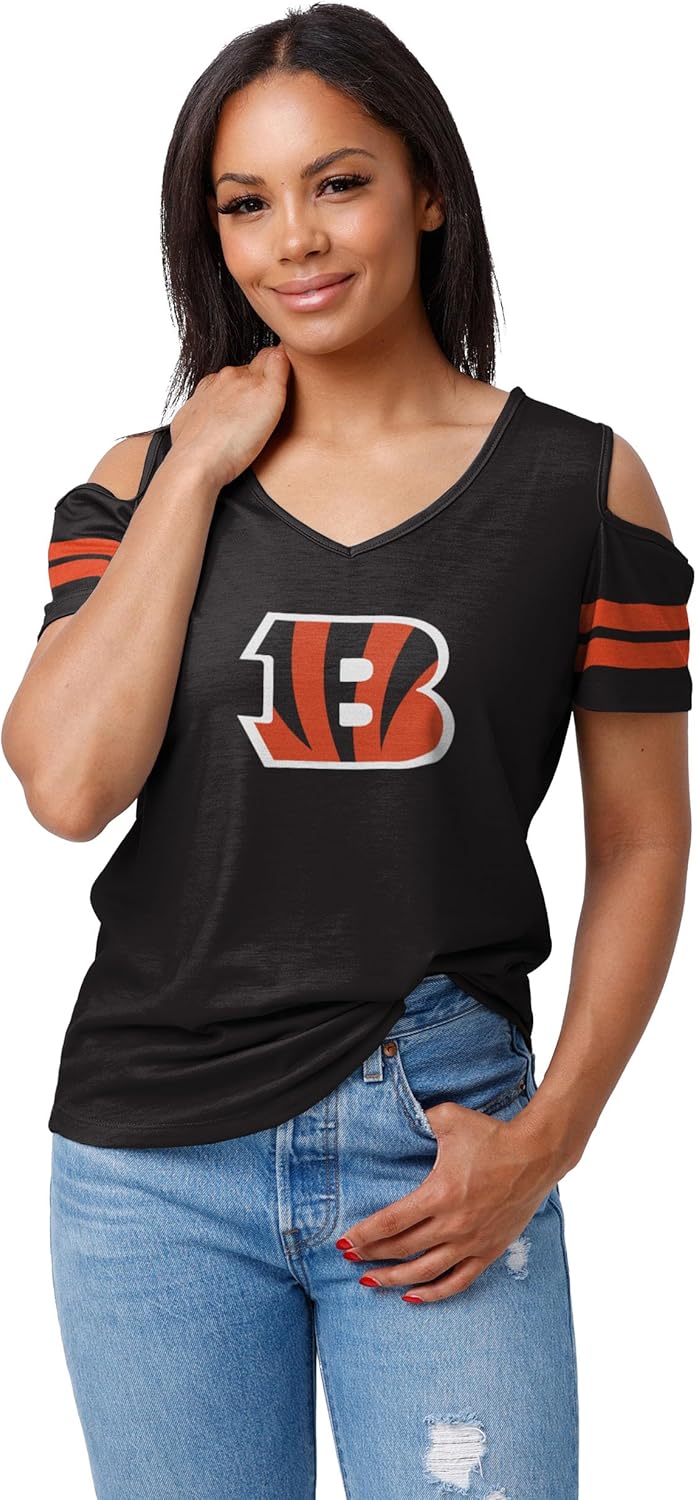FOCO Women's NFL Ladies Fashion Cold Shoulder Top Shirt Review