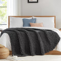 Chunky Knit Blanket Throw 50x60 - Soft Hand Knitted Chenille Throw