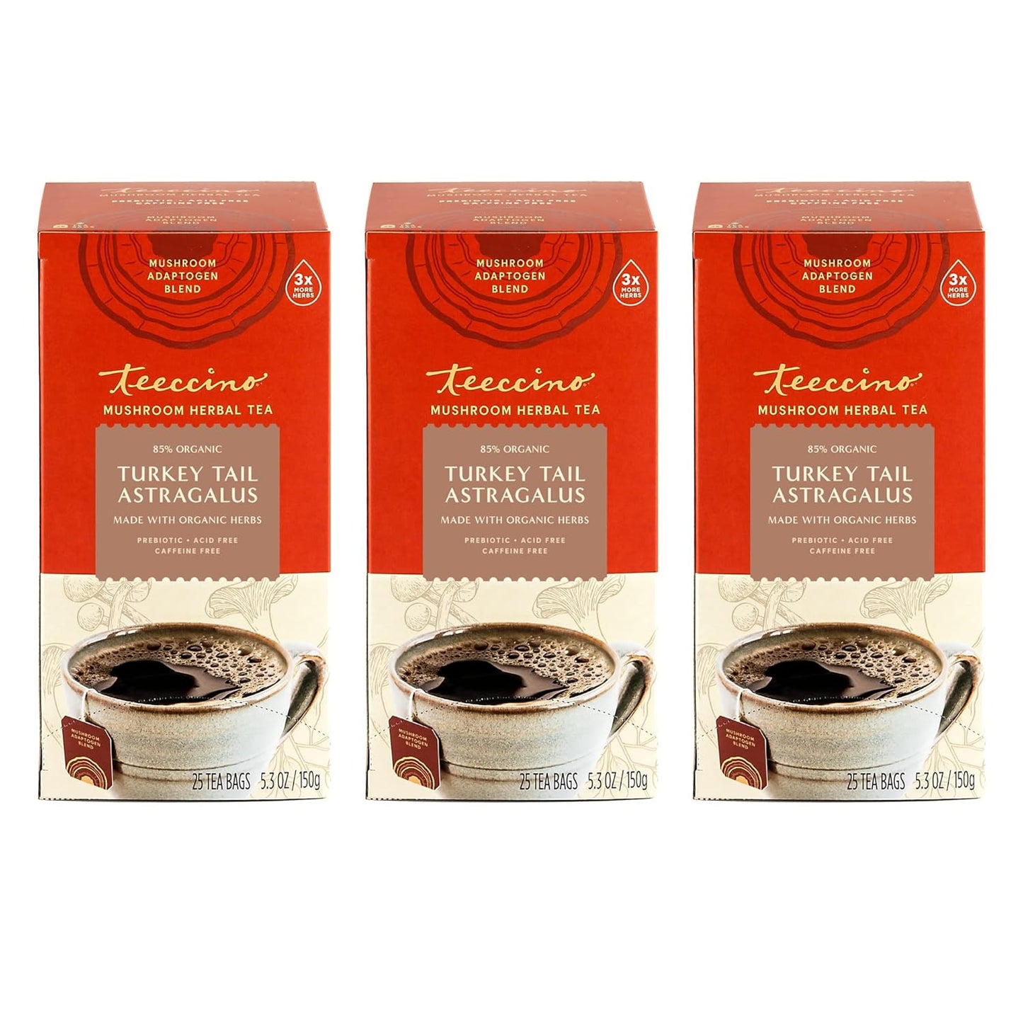 Teeccino Mushroom Herbal Tea - Turkey Tail & Astragalus Blend