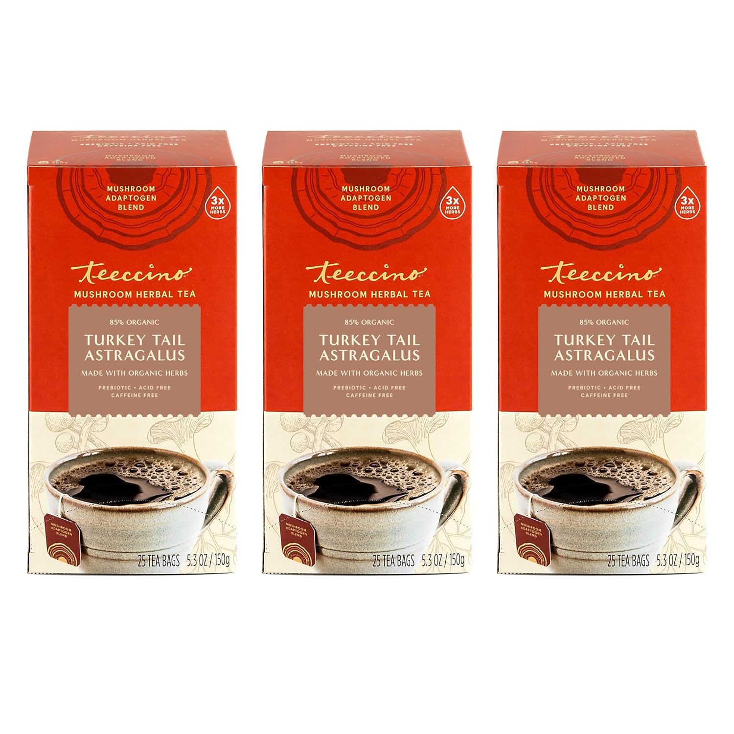Teeccino Mushroom Herbal Tea - Turkey Tail & Astragalus Blend