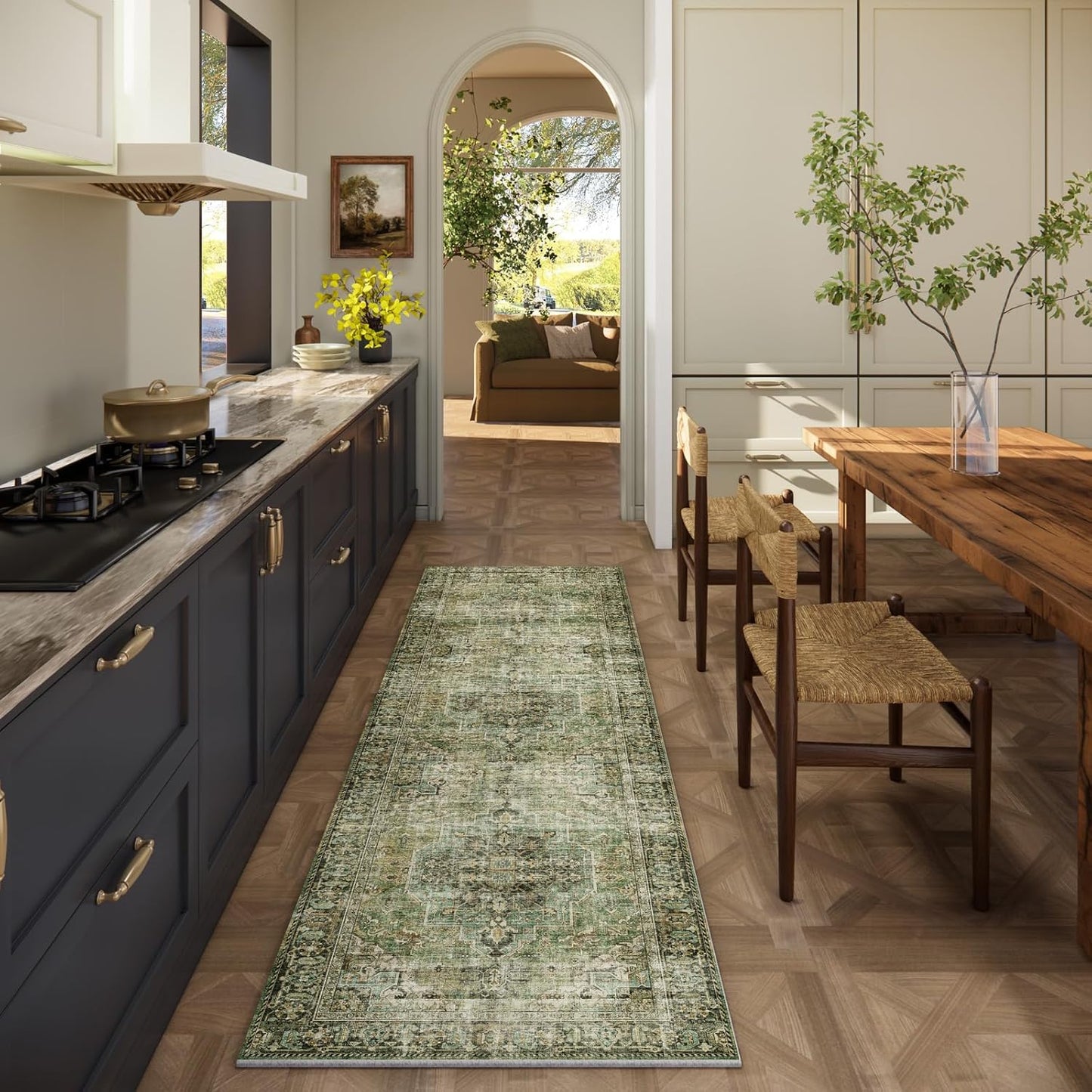Machine Washable Kitchen Runner Rug for Entryway and Hallways