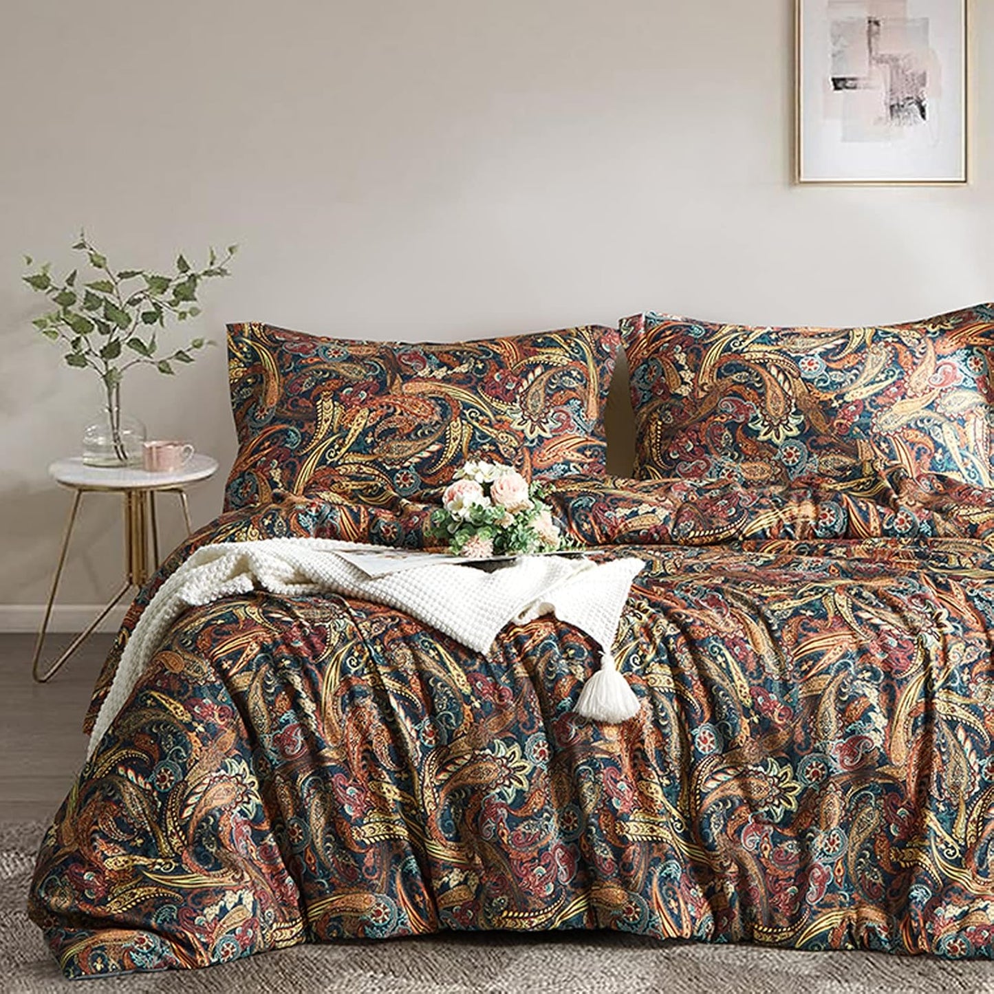 Ikawaapurry Floral Queen Size Comforter Set for All Seasons