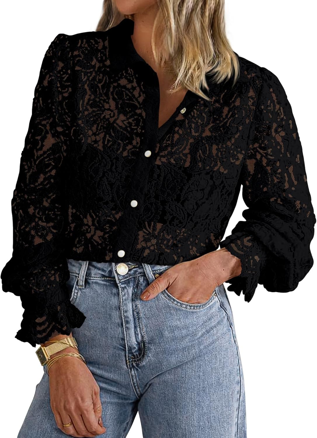 BTFBM Long Sleeve Lace Blouses for Women - Stylish & Versatile