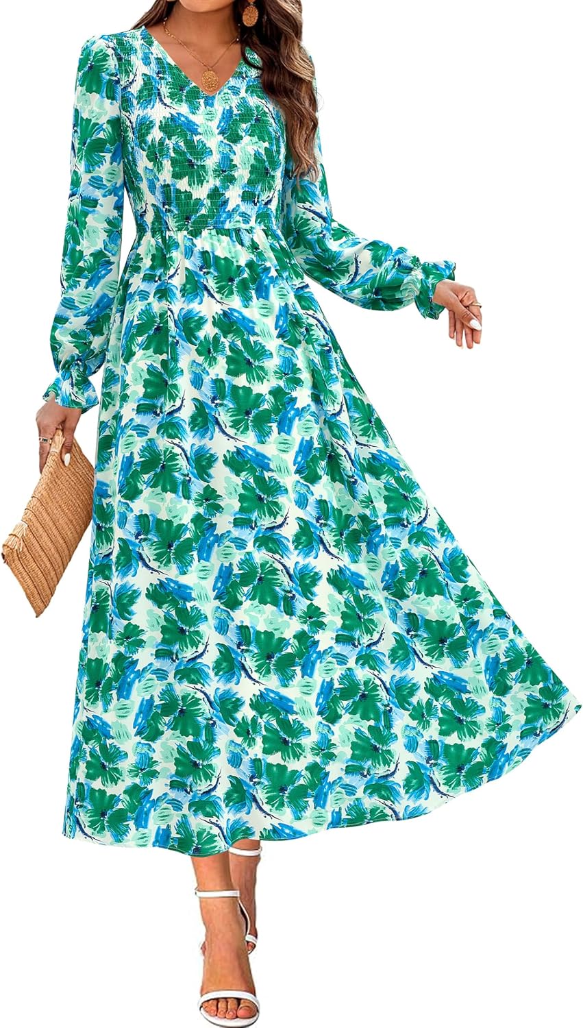Floral Maxi Dress for Women 2025 - Long Sleeve Boho Elegance