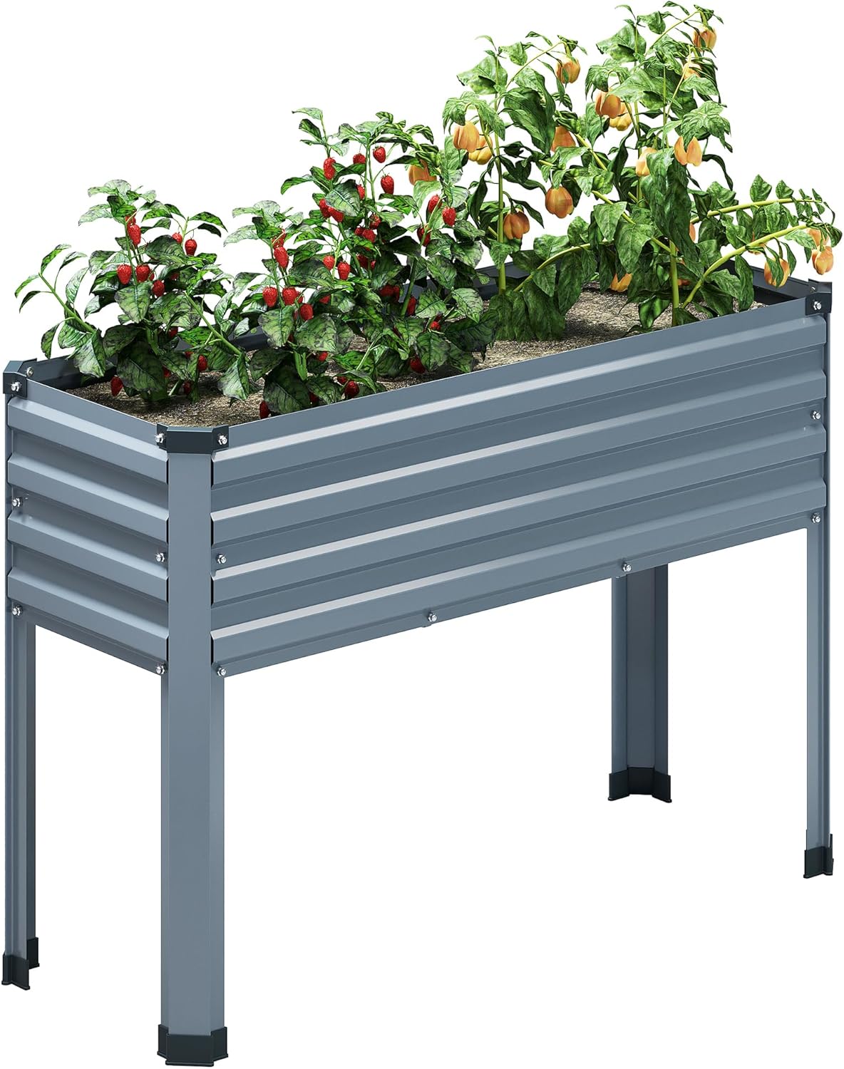 MGNO Galvanized Raised Garden Bed with Legs for Outdoor Use