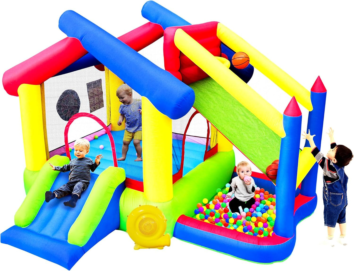 Inflatable Bounce House with Slide and Fun Games for Kids