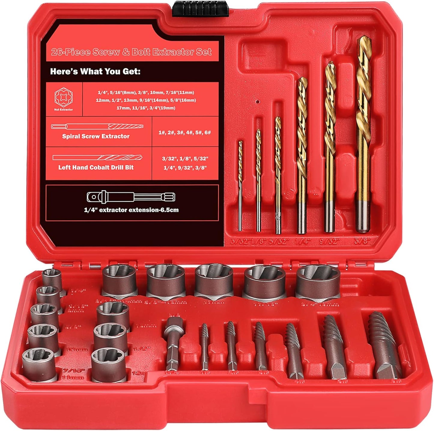 30 Pcs Spiral Screw Extractor Set for Stripped Bolt Removal