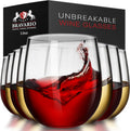 Unbreakable Stemless Plastic Wine Glasses Set of 8 - Shatterproof
