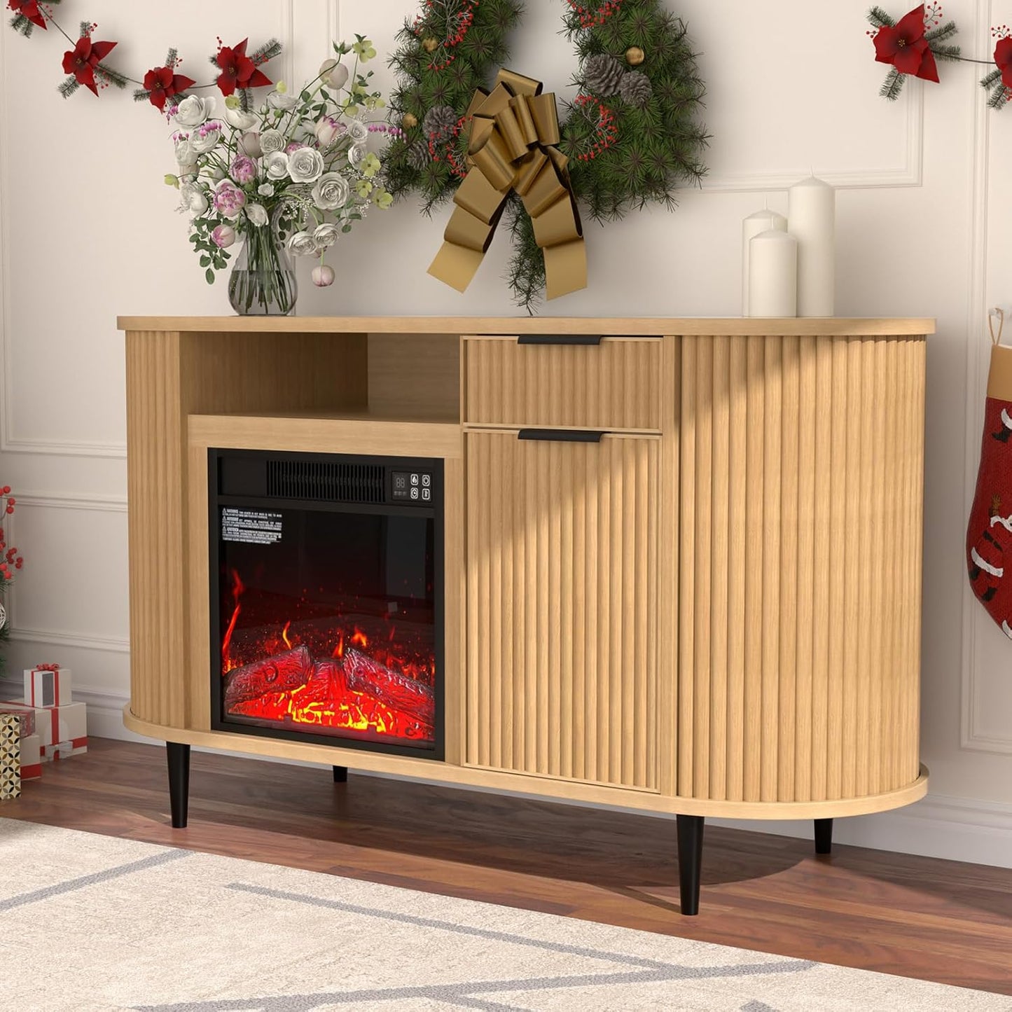 Modern 50 Electric Fireplace TV Stand with Storage