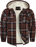 Men's Flannel Shirt Jacket Sherpa Lined Plaid Hoodie - Warm Everyday