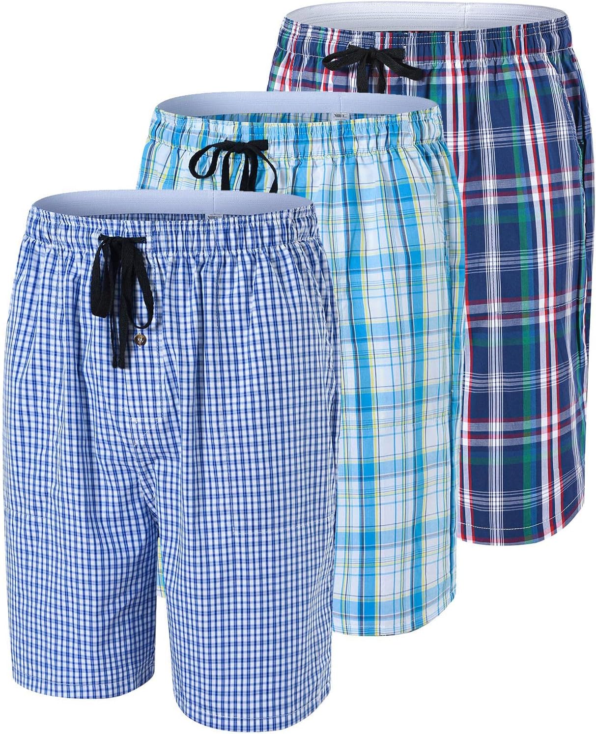 MoFiz Men's Plaid Pajama Shorts 3-Pack for Ultimate Comfort