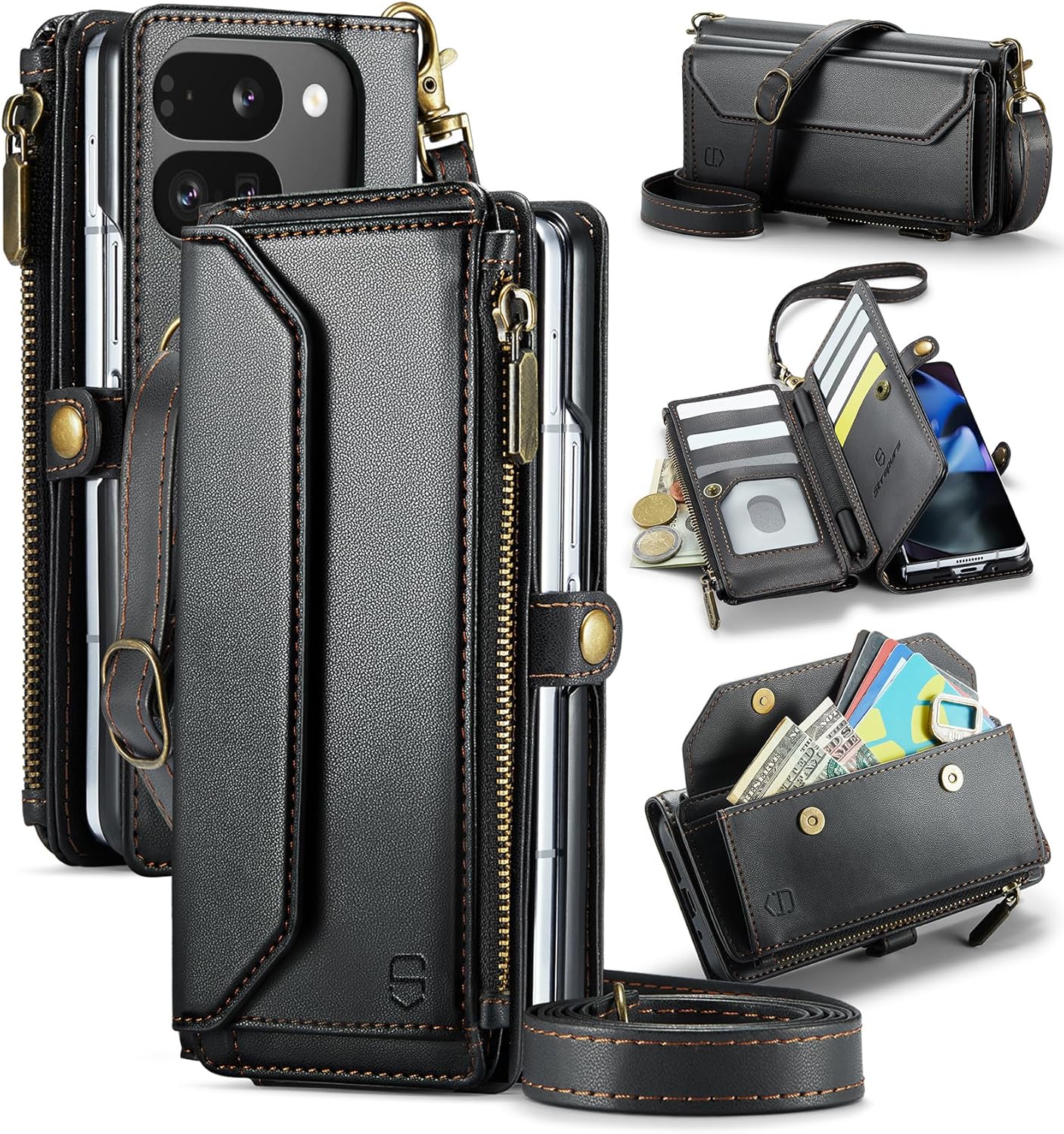 Crossbody Wallet Case for Google Pixel 9 Pro Fold - RFID Blocking