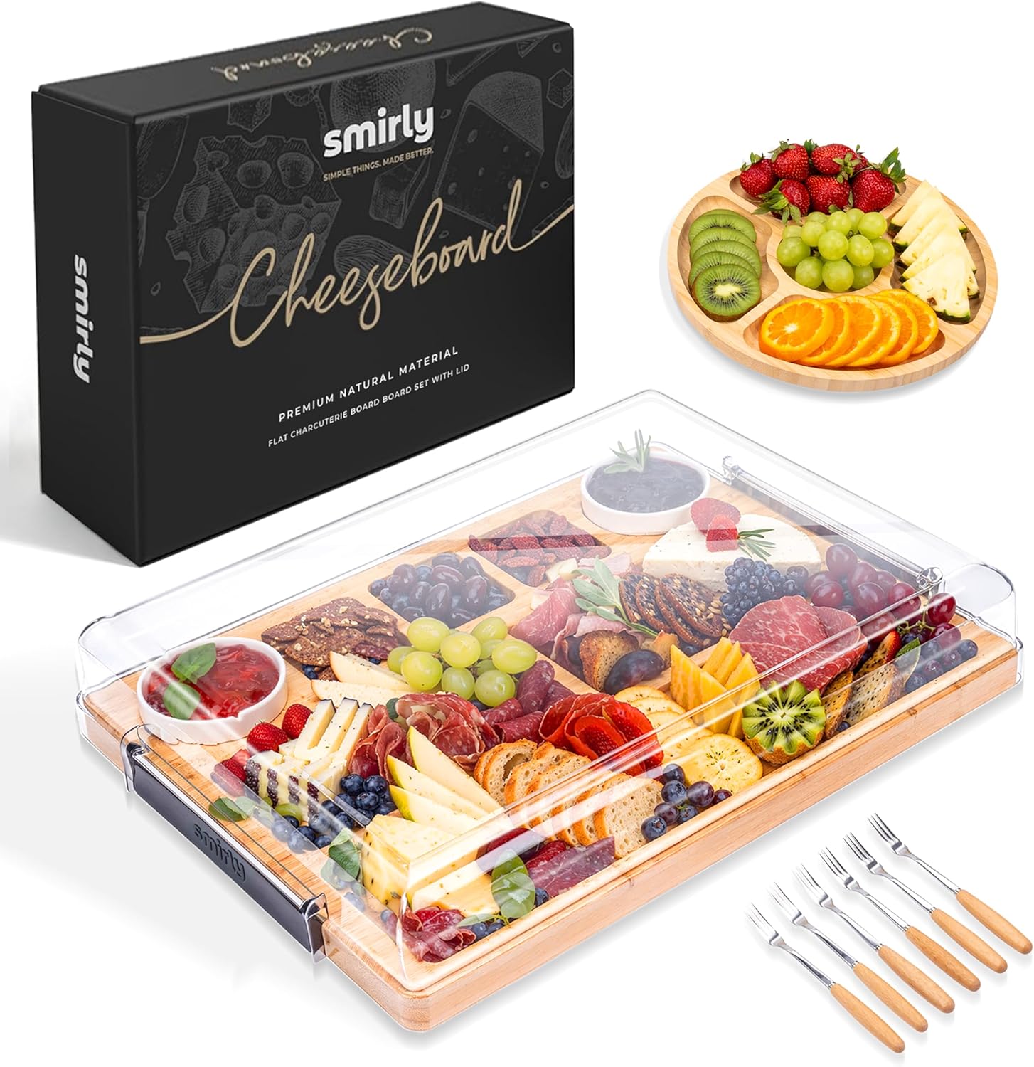 Portable Large Charcuterie Board with Lid for Travel and Home