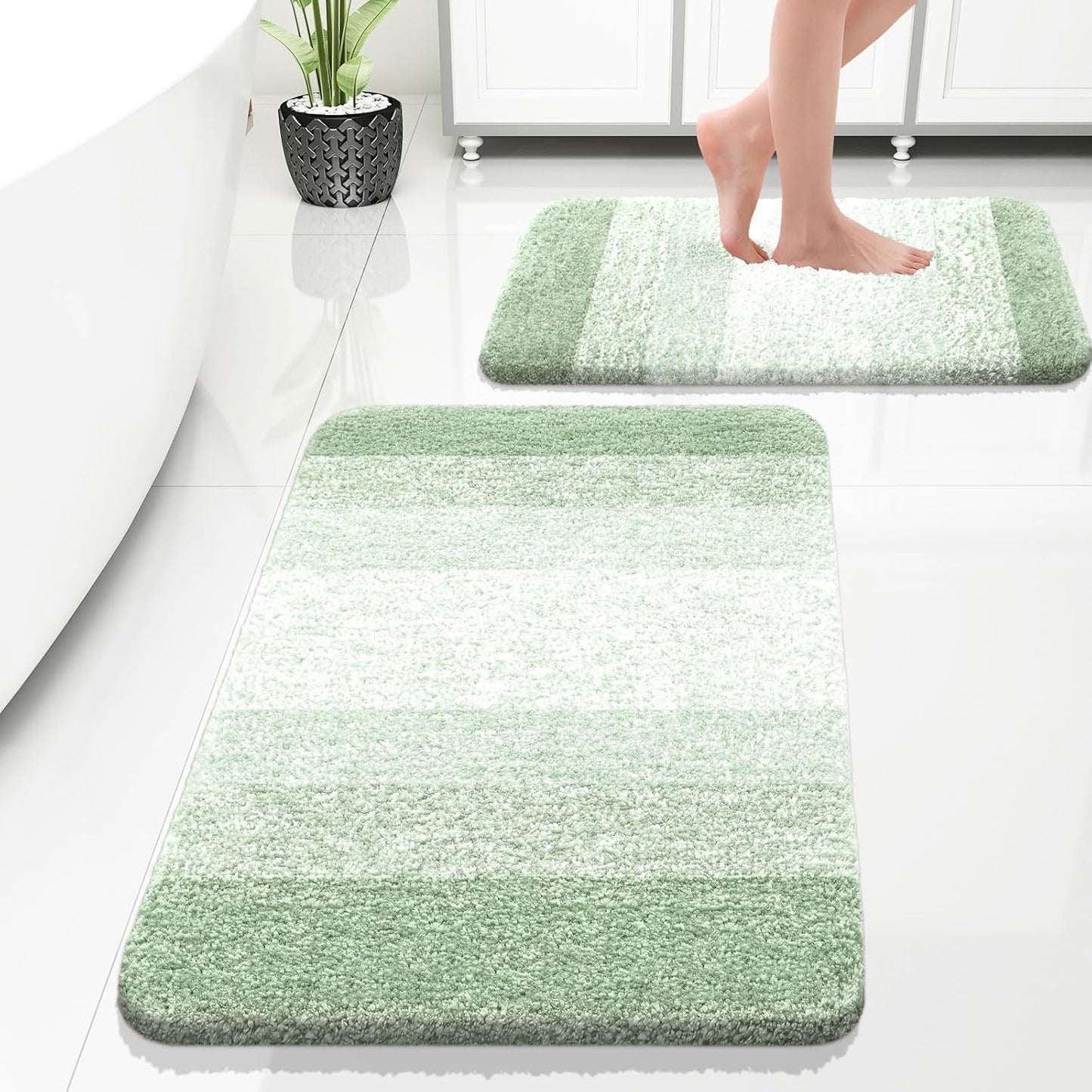 OLANLY Bathroom Rug Set - Soft Absorbent Microfiber Mats