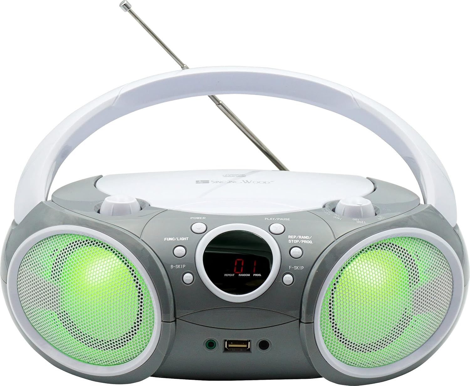 SINGING WOOD Portable Boombox with Bluetooth and USB Playback