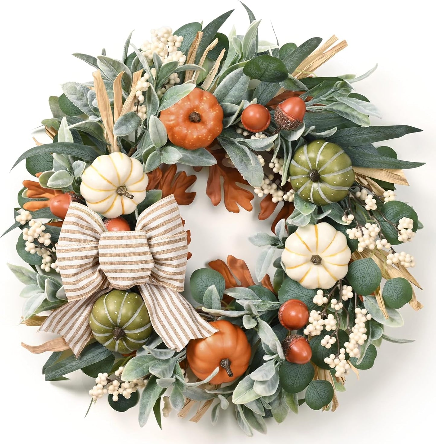 22in Fall Wreath for Front Door - Autumn Decorations for Home