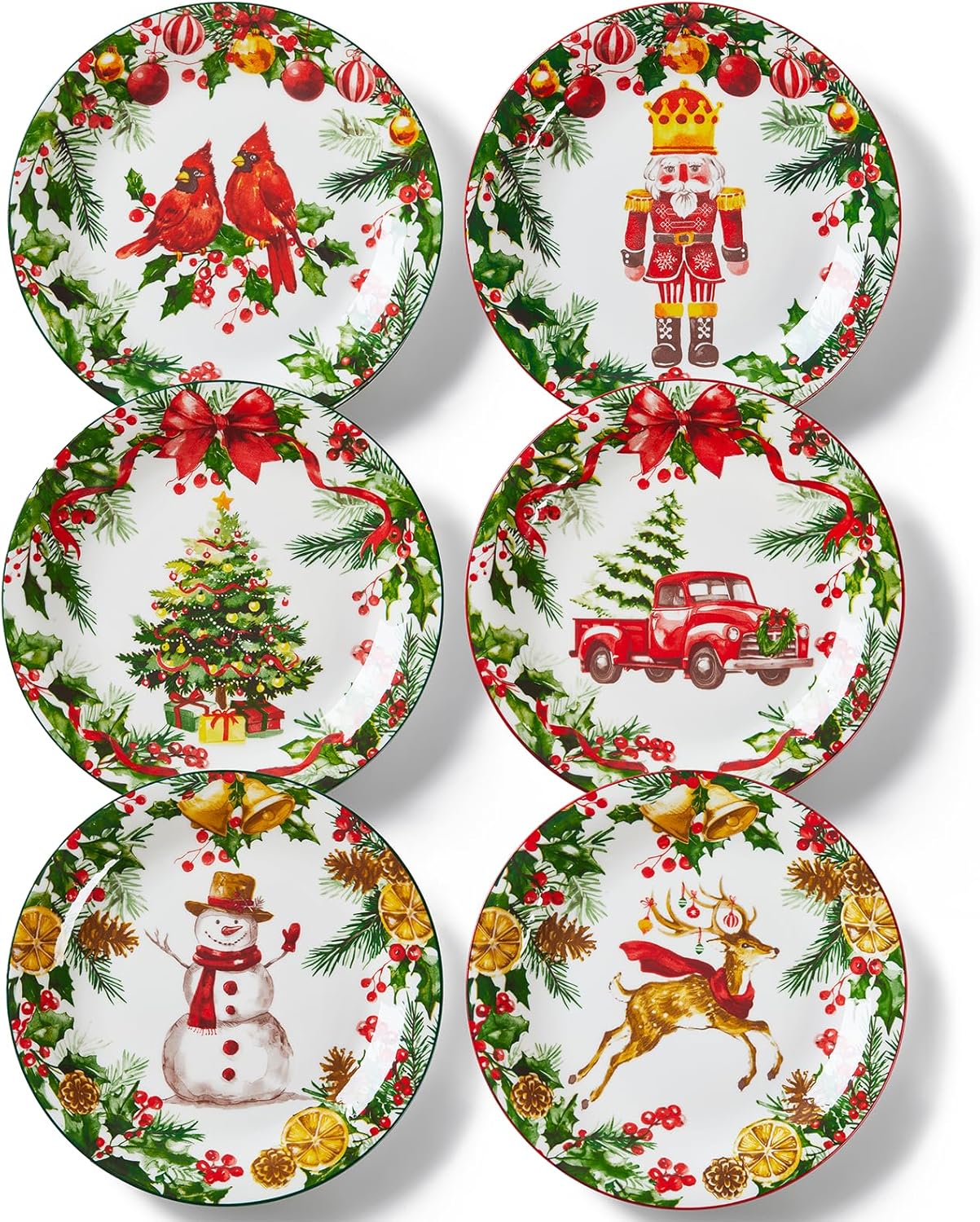 Christmas Salad Plates Set of 6 for Holiday Gatherings