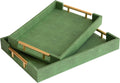 Decorative Tray Set of 2 Green Shagreen Leather Trays - Elegant